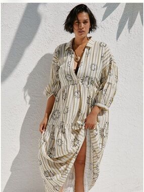 Anthropologie LouLou Avenue Carolita Printed Tiered Shirt Dress